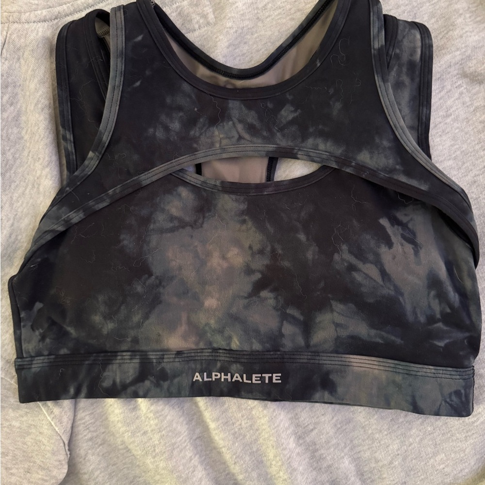 Alphalete Charcoal Tie-Dye Sports Bra
